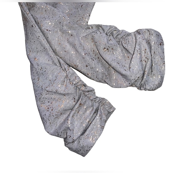 {EUC Soft Surroundings Metallic Gold Splatter High Waist Grey Legging Ruched XS} - Picture 7 of 12